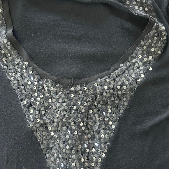 LA FEE MARABOUTEE Dress 1 US XS Black Long Sleeve Mini Sequins Holiday Glam - Picture 7 of 15